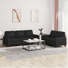 LAPOOH 3201418 2-Piece Sofa Set with Cushion Black Faux Leather Sofa with Relaxation Function Couch Set Living Room Sofa Couch Sofa Set