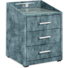 Stella Trading Прикроватная тумба Moon Box Spring Bed, Infinity Smoke Blue, функциональная прикроватная тумба с USB-портом и светодиодной подсветкой, 47 x 61 x 46 см (Ш x В 