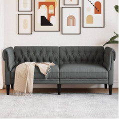 Tidyard Диван 2-местный Chesterfield Sofa Кушетка Офисный диван Обивка Кожаный диван Стиль Диван Клубный диван Темно-серая ткань