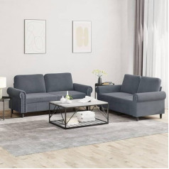 LAPOOH 3202211 2-Piece Sofa Set with Cushions Dark Grey Velvet, Lounge Sofa, Sofas & Couches, Relax Sofa, Couch for Living Room