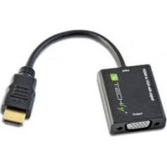 Переходник hdmi male на vga female, черный, 10 см
