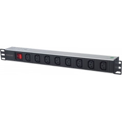 Стойка удлинителя 19 1u 110v-250v/10a 8 розеток c13 кабель 2м