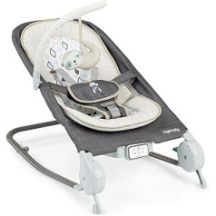 Ingenuity Happy Belly Rock-to-Bounce Seat Music Vibration Removable Toy Bar Plush Toy Sloth 0-6 Months Grey - Parker