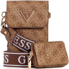 GUESS Women's Latona Flap Chit Chat Mobile Phone Crossbody Latte Logo, логотип Latte