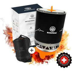 Газовая плита Bushpeak Instant Boil Outdoor с сумкой для транспортировки и приставкой, 900 мл - 1800 мл, газовая плита для кемпинга, 1 лампа с кастрюлей для пр