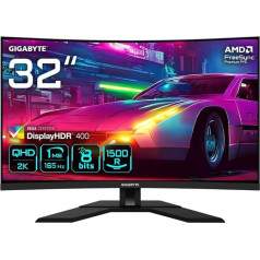 Изогнутый игровой монитор GIGABYTE M32QC 31,5 дюйма QHD - 2560 x 1440, 1500R, 165 Гц, 1 мс, 350 кд/м², FreeSync Premium Pro, Display HDR400, HDMI 2.0, DisplayPort 1.2