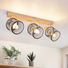 Deboola Потолочный точечный светильник 3-Bulb Lid Lamp Wood - Потолочный светильник E14 Spotlight Kitchen Lamp LED Swivelling Vintage Black Spot Lights for Living Room Bedroom Hallway Kitchen Bulb Not Includ