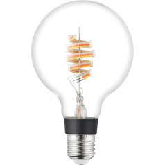 EGLO connect.z Smart Home LED Light Bulb E27, G95 Globe, ZigBee, App and Voice Control Alexa, Dimmable, Warm White, 4.9 Watt, Vintage Light Bulb, Transparent Spiral