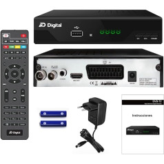 DM-Digital T2 Full HD TDT ресивер H265+ (10bit) FTA, DVB-T2, USB, HDMI, SCART, USB Поддержка WiFi, 2-в-1 ИК универсальный пульт ДУ, черный, металл