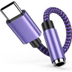 GiGreen USB C - 3,5-мм разъем, Type C - 3,5-мм адаптер для наушников Aux, 3,5 мм - USB-C женский нейлоновый адаптер для наушников Aux для Samsung Galaxy, iPhone 16, 15, Google Pixel