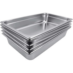TAIMIKO GN Containers Complete Set 6x GN 1/1 Stainless Steel 100 mm Food-Safe & Heat Resistant Gastronorm Container Gastro Standard Container