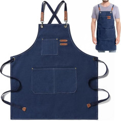 SidMing фартук мужчины/женщины рабочий фартук с плечевыми накладками, холщовый фартук, несколько карманов для инструментов, фартук для барбек