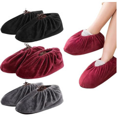 JTKREW 3 пары фланелевых тканевых чехлов для обуви - моющиеся, многоразовые и водонепроницаемые | нескользящие и подходящие для большинства вз