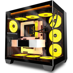 KEDIERS PC Case Pre-Installed 6 ARGB Fans, ATX Mid Tower Gaming Case, with Double Tempered Glass Full Screen Computer Case, G500 (Black)