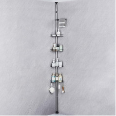 Телескопическая полка для душа, 70-330 см, регулируемая по высоте полка для душа, без сверления, угловая полка из нержавеющей стали, полка для