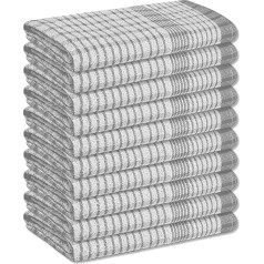 A & B TRADERS Кухонные чайные полотенца Wonderdry, упаковка из 10 хлопковых впитывающих прочных полотенец для бара (серые)