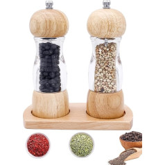 Sindax Мельница для соли и перца деревянная комплект из 2 штук с планшетом 6 дюймов Многофункциональная мельница для специй Kitchen Aid Chilli Grinder с ке
