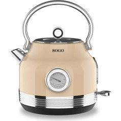 Sogo Retro Vintage из нержавеющей стали и эмали (бежевый, чайник 2200 Вт)