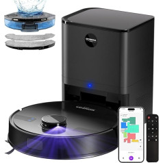 MONSGA Робот-пылесос с функцией швабры, 3,5 л робот-пылесос с всасывающей станцией, мощность всасывания 5000 Па, время работы 180 минут, LiDAR-навигаци