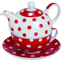 Wurm Theepot met mok theekopje en onderzetter board tea for one set root stippeld 15 x 14 cm van porselein gift set