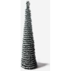 Складная рождественская елка 150 см Pop Up Space Saving Тонкая высокая елка с подставкой Зеленая с белым украшением