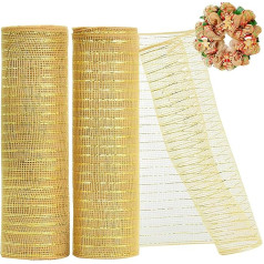 2 рулона Weihnachts-Deko-Mesh-Band, 25,4 см x 9,1 м, Weihnachts-Deko-Mesh-Rollen mit Glitzer-Metallfolie für Weihnachtsbaum-Geschenk, Girlande, DIY-Handwerk, Dekoration