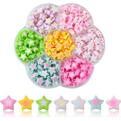 Акриловые бусины-звезды Stiesy, 7 цветов, мини-пастельные звезды, маленькие бусины-звездочки для изготовления украшений, DIY, браслетов, ожерели