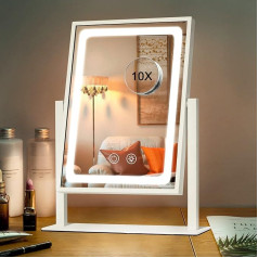 Косметическое зеркало IBRIGHTSO со светом, голливудское зеркало для макияжа с подсветкой, сенсорная регулировка, 3 цвета подсветки, съемное зер