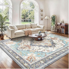 Ковер для гостиной GENIMO, 200 x 290 см, нескользящий, моющийся, короткий ворс, винтажный ковер в стиле бохо, мягкий, прочный, легкий уход, восточный