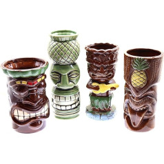 Набор из 4 тропических коктейльных стаканов Tiki Ceramic Cups Polynesian Culture Inspired Exotic Tropical Drinks Hawaiian Cocktail Tiki Mugs
