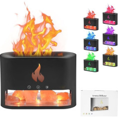 Ароматический диффузор, 250 мл Ароматический диффузор Flames, 7 цветов, легкий диффузор эфирных масел с кристаллическим соляным камнем, автомат