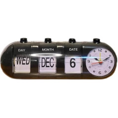 Вечный настольный календарь с часами, ручной перекидной будильник календарь будильник на батарейках настольные часы кабинет офис (черный)