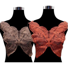 Tsffae 2 Шт. Бабочка Ткань Пасты Патчи Кружева Шитье Воротник Вышитые Вырез Отделка Аппликация Украшения Винтаж Отделка Свадебное Платье Аксе