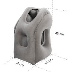 Эргономичная подушка для путешествий Hama (надувная подушка для путешествий, подушка для путешествий с отверстиями для рук) серый