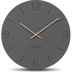 Cander Berlin MNU 2640 D XXL Настенные часы 40 бесшумных см без тиканья аналоговые современные винтажные серые деревянные руки гостиная большая
