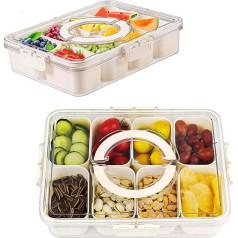 Коробка для закусок с отделениями, 2 чаши для закусок с крышкой и ручкой, тарелка для сладостей, конфет, печенья, орехов, фруктов, овощей, зак