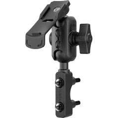 TUSITA Motorcycle GPS Mount Brake Clutch Container Compatible with Garmin Handheld eTrex GPSMAP Rino Series, Double Base Arm, Short