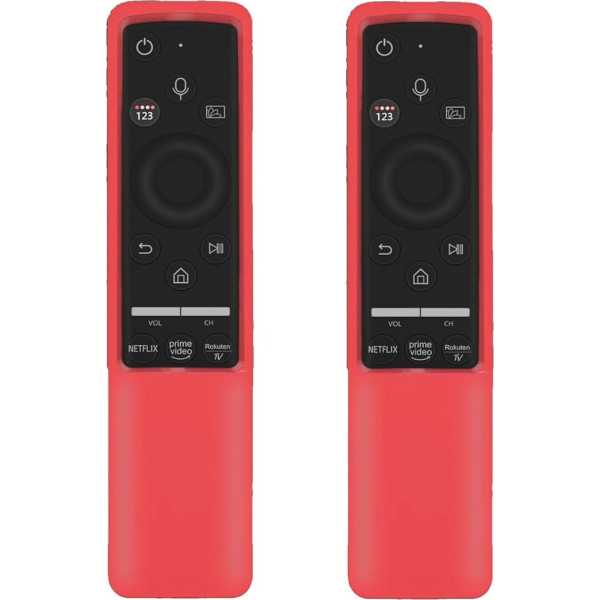 Schutzhülle kompatibel mit Samsung Smart-TV-Fernbedienung BN59-Serie, leichte Silikon-Schutzhülle, stoßfest, rutschfest, Rot und Rot, 2 Stück