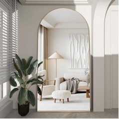 CASSILANDO Арочное зеркало во весь рост, 180 x 80 см напольное зеркало, отдельно стоящее зеркало во весь рост с подставкой для спальни, подвесное зе