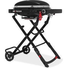 Компактный газовый гриль Weber Traveler, 1 горелка, поверхность гриля 52 x 36 см, портативный барбекю на открытом воздухе, с термометром на крышке, по