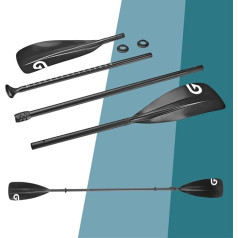 Алюминиевое весло для байдарки SUP 2 в 1 - 4-х секционное весло для байдарки - быстрая перестройка с быстрой разблокировкой - малый размер упако