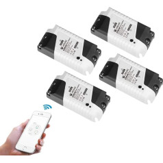 eMylo Smart WiFi Switch Mini Wireless Relay Light Switch AC 220V Smart Life App Remote Control Home Automation Timer Compatible with Alexa Echo Google Home IFTTT Support iOS Android 4 Packs