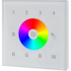 Сенсорный настенный диммер: для светодиодов RGB/RGB+W/RGBW, 1 зона, подключение 230 В, установка в распределительную коробку, без универсального ус