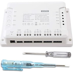 4CH PRO R3 4-Speed WiFi Switch Intelligent, 433Hz RF Remote Control Garage Door and Roller Blinds, with Self-Locking, Locking Mode, Compatible with Alexa, Google Home and IFTTT + Electroscope
