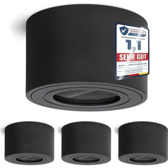 linovum SMOL-W Поверхностно-встраиваемый светильник IP44 в матовом черном и круглом исполнении - потолочный точечный светильник диаметром 80 мм Под