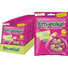 Em-eukal Gummidrops Vitamin Shot Vegan 1620 g - Фруктовые с сочной начинкой, 10 витаминов для иммунной системы, веганские, без лактозы - идеально подходят для еже