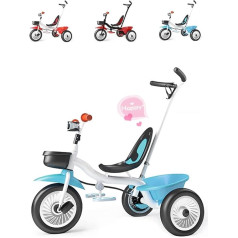 Детский трехколесный велосипед с ручкой управления для родителей, ремнями безопасности, удобным седлом, складной детский балансировочный