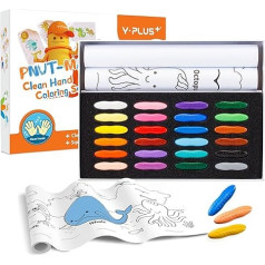 YPLUS Набор ореховых мелков для детей, арт-кейс с 24 цветными мелками и рулонами бумаги для наклеек, нетоксичные аксессуары для раскрашивания 