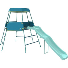 TP Growable Adventurer Metal Climbing Frame with Slide and Canopy, Height Adjustable, 18 Months to 3 Years, Durable Outdoor Play Structure, Imaginative Play Mat Included