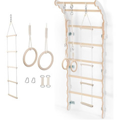 MAMOI® Indoor Climbing Frame, Wall Bars for Children's Room, Gymnastics Rings Children for Climbing, Climbing Wall and Play Equipment, Gym Equipment with Pull-Up Bar for Indoors, Sports Equipment from